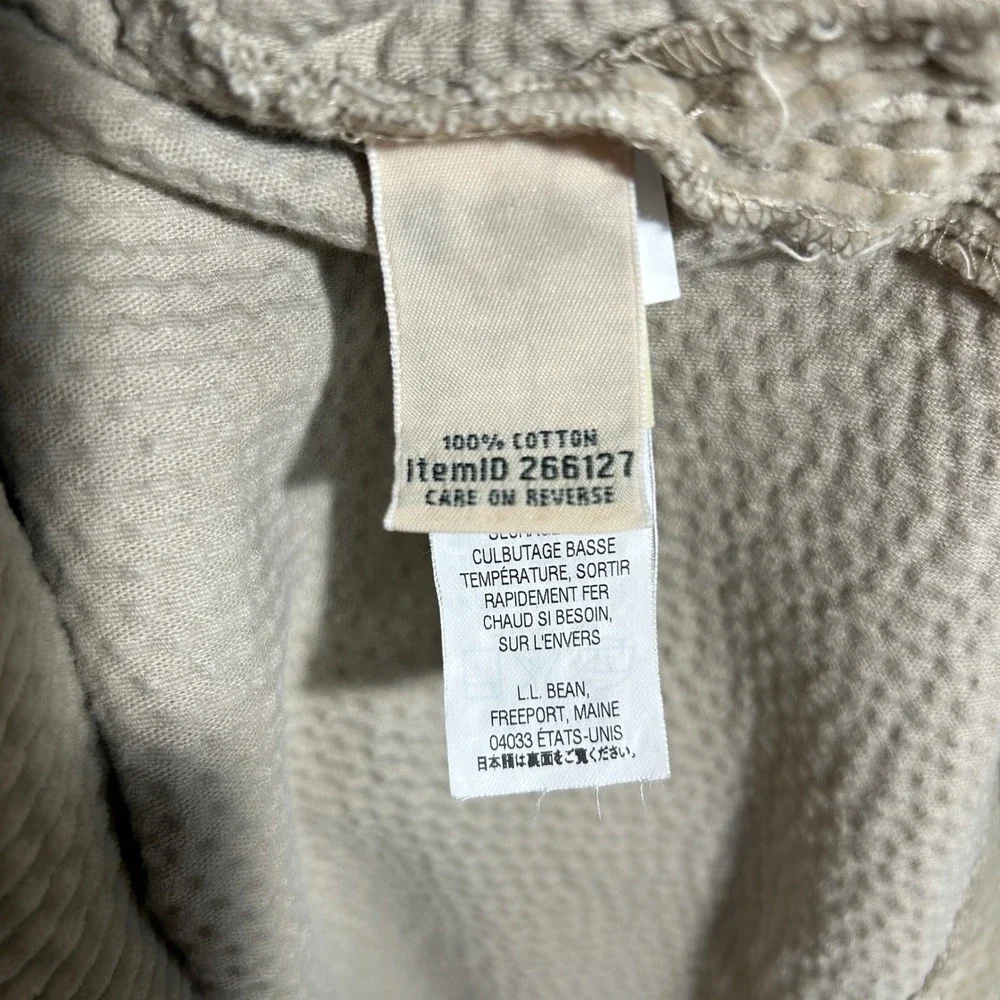 LL Bean Comfort Corduroy Big Shirt Beige Button Down Large Coastal Grandmother L